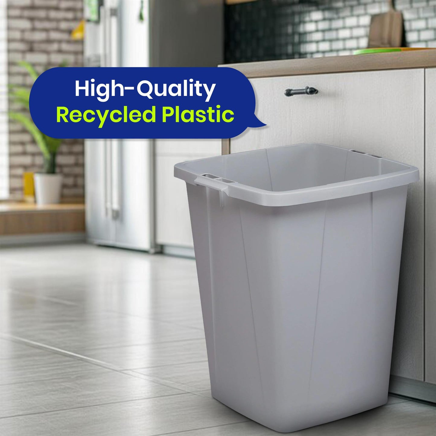 Durable Durabin Grey Waste Bin 90L Stackable Plastic Bin with Sturdy Handles