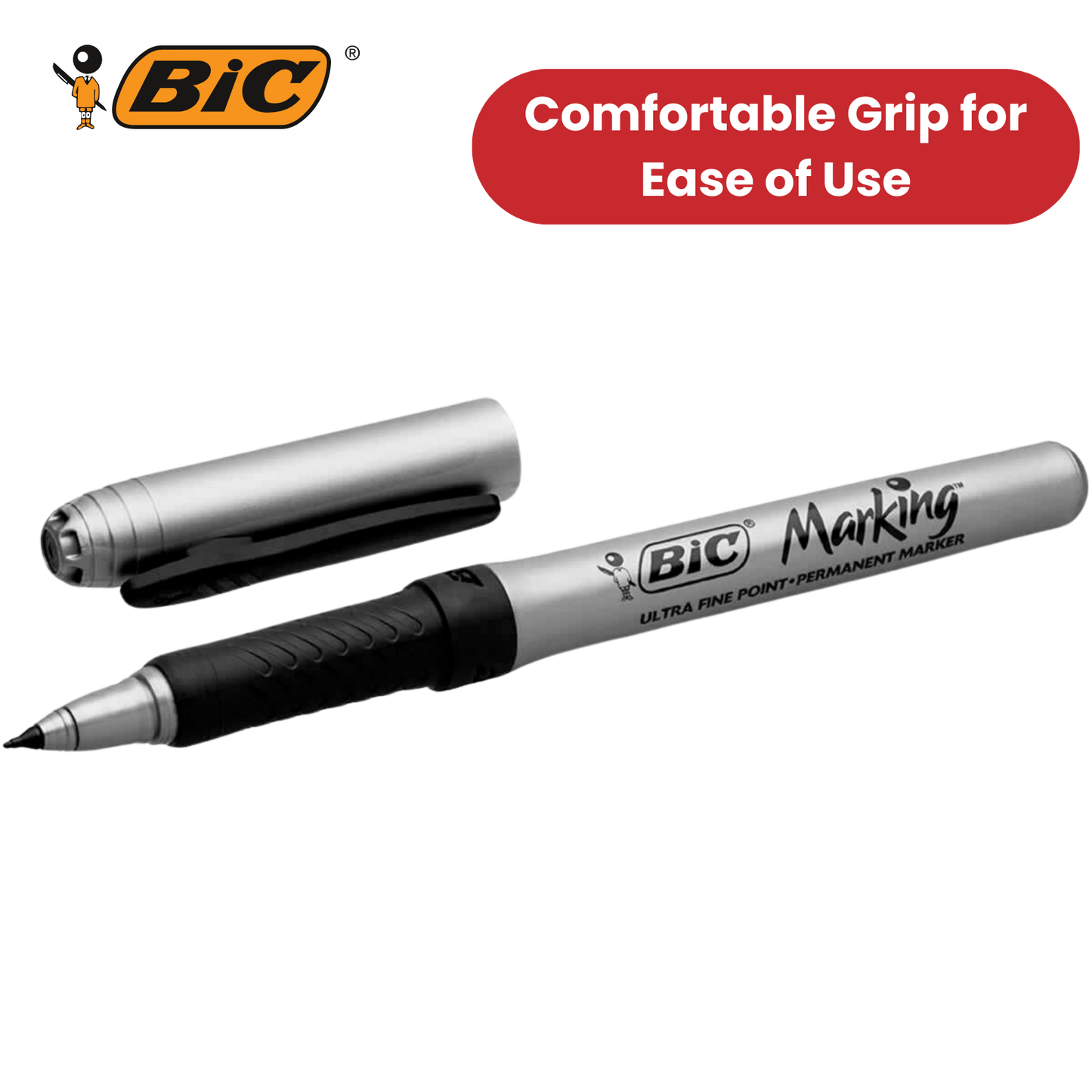 BIC Marking Permanent Markers Ultra Fine Tip Black - Pack of 12 - 1 to 5 Packs
