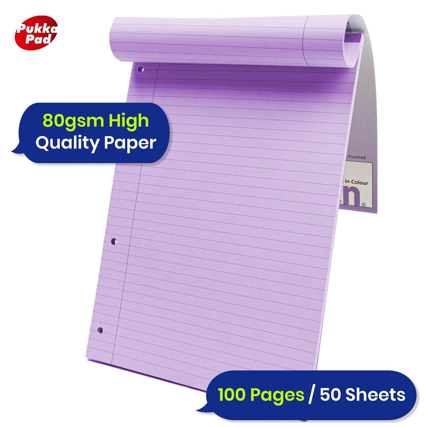 A4 Pukka Dyslexia Pad with Lavender Tinted Ruled Pages and Perforated Sheets