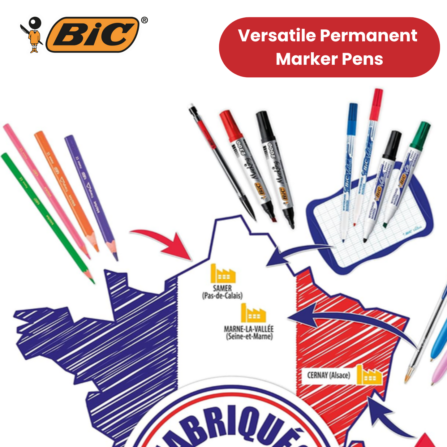 BIC ONYX 1482 Mini Permanent Marker Bullet Tip Assorted Pack of 4 - 1 to 5 Packs