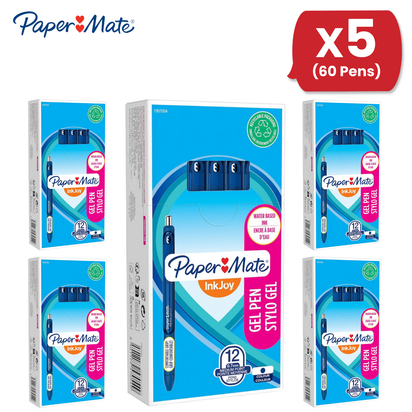PAPERMATE GEL RETRACTABLE BLUE - 1 to 5 Packs
