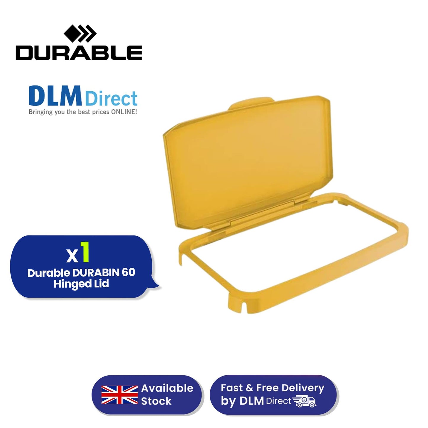 Durable Durabin Hinged Lid - Yellow