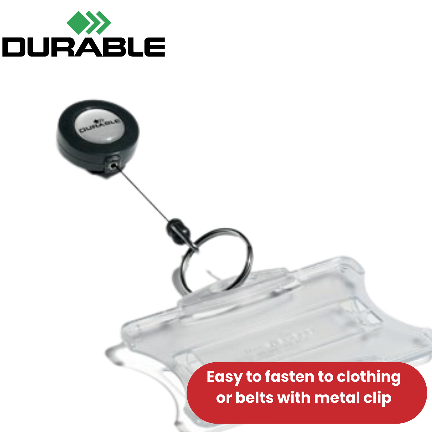 Durable Badge Reel with Key Ring in Charcoal - Pack of 10 - Pack 1-5