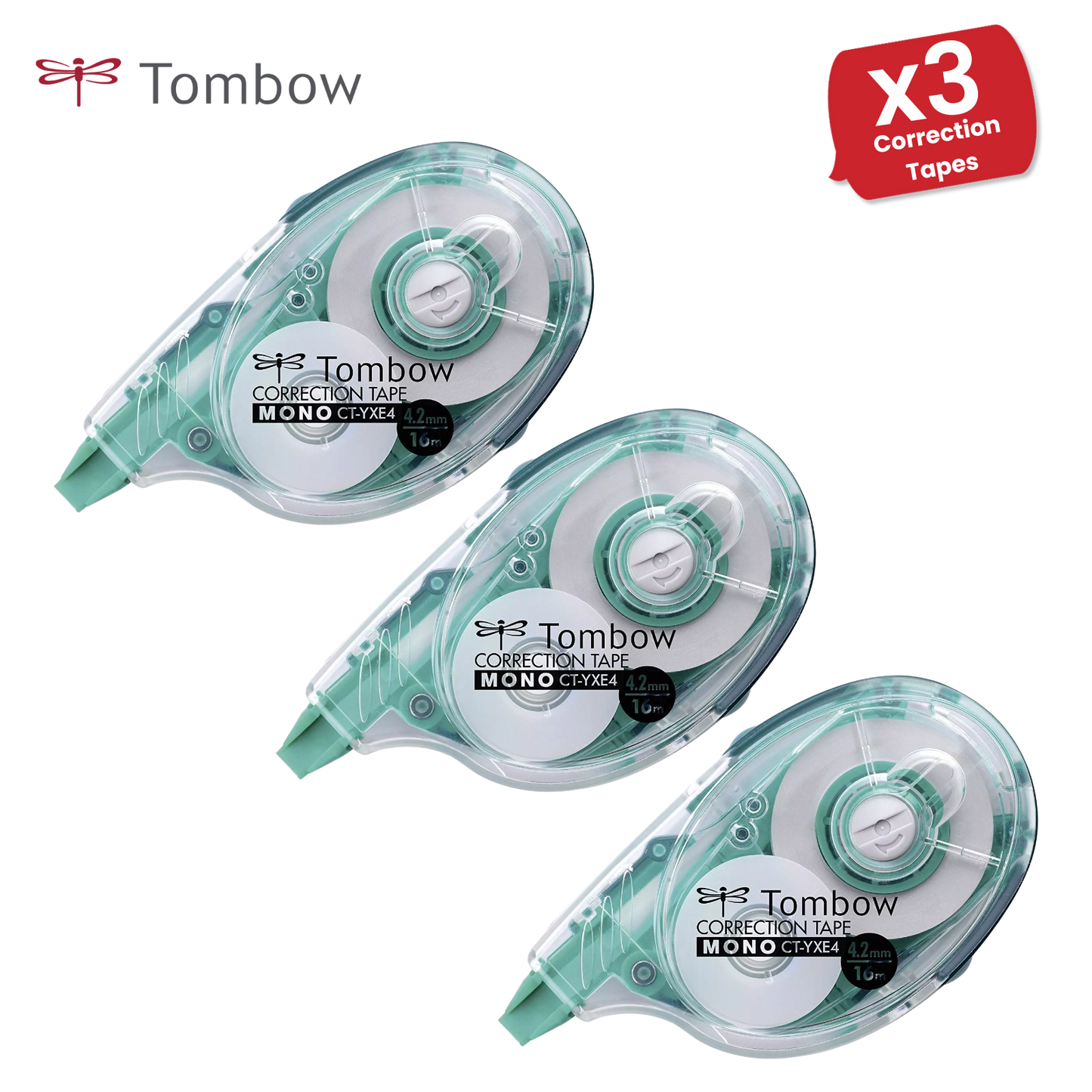 Tombow Correction tape MONO YXE4 4.2mm x 16m refillable Pack of 1 - 1 to 36 Packs