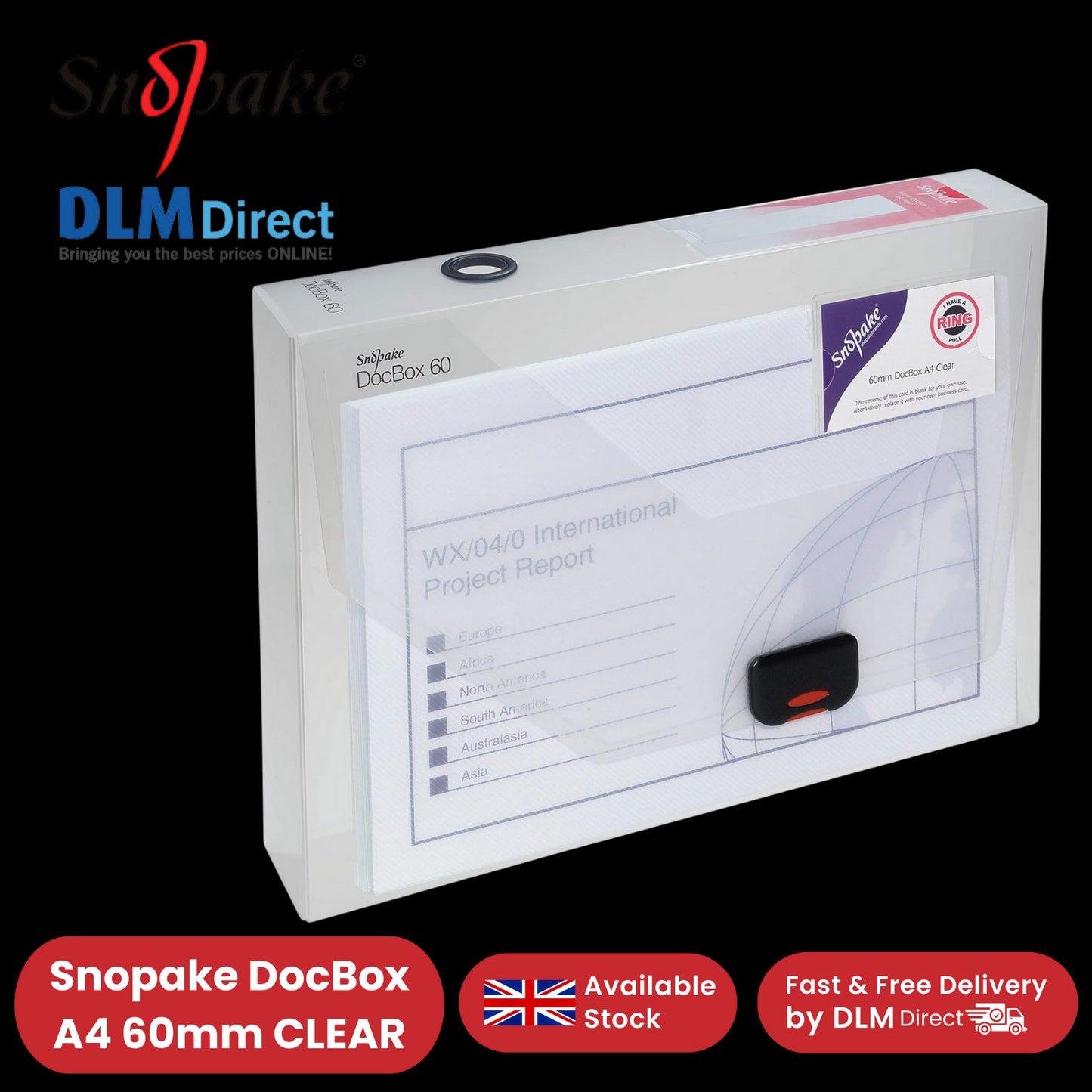 Snopake DocBox A4 60mm Clear for Secure Document Storage and Organization x1