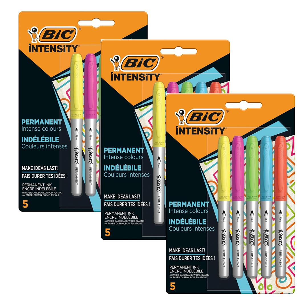 Bic Permanent Markers Fine Colour Intense Assorted Pack 1 to 5