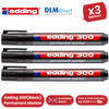 Edding 300 Permanent Marker Bullet 1.5-3mm Black - Pack of 3