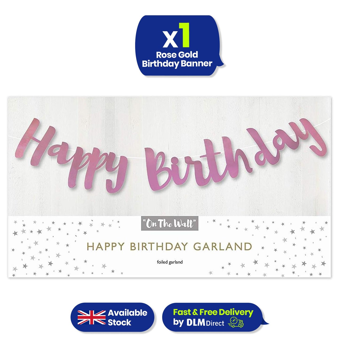 Rose Gold Birthday Banner 1.5m Party Decoration for Women and Girls