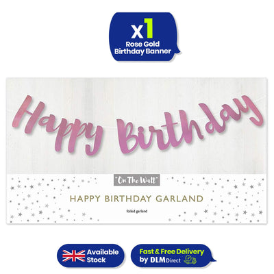Rose Gold Birthday Banner 1.5m Party Decoration for Women and Girls