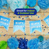 Blue Balloons Silver Garland and Bunting Birthday Party Decorations Set
