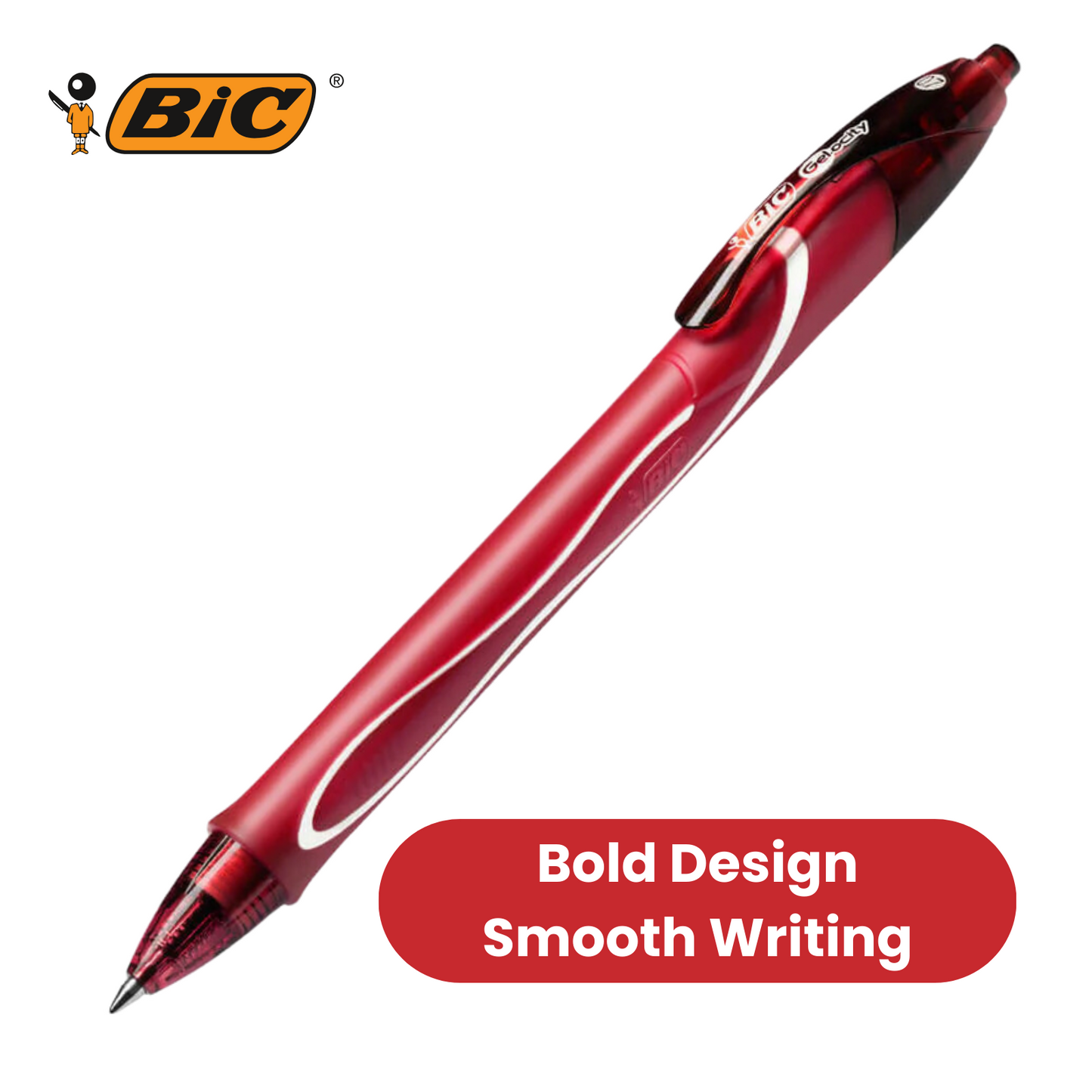 BIC Gel-ocity Quick Dry Rollerball Pens Red Medium Smooth Writing Ink Pack of 12