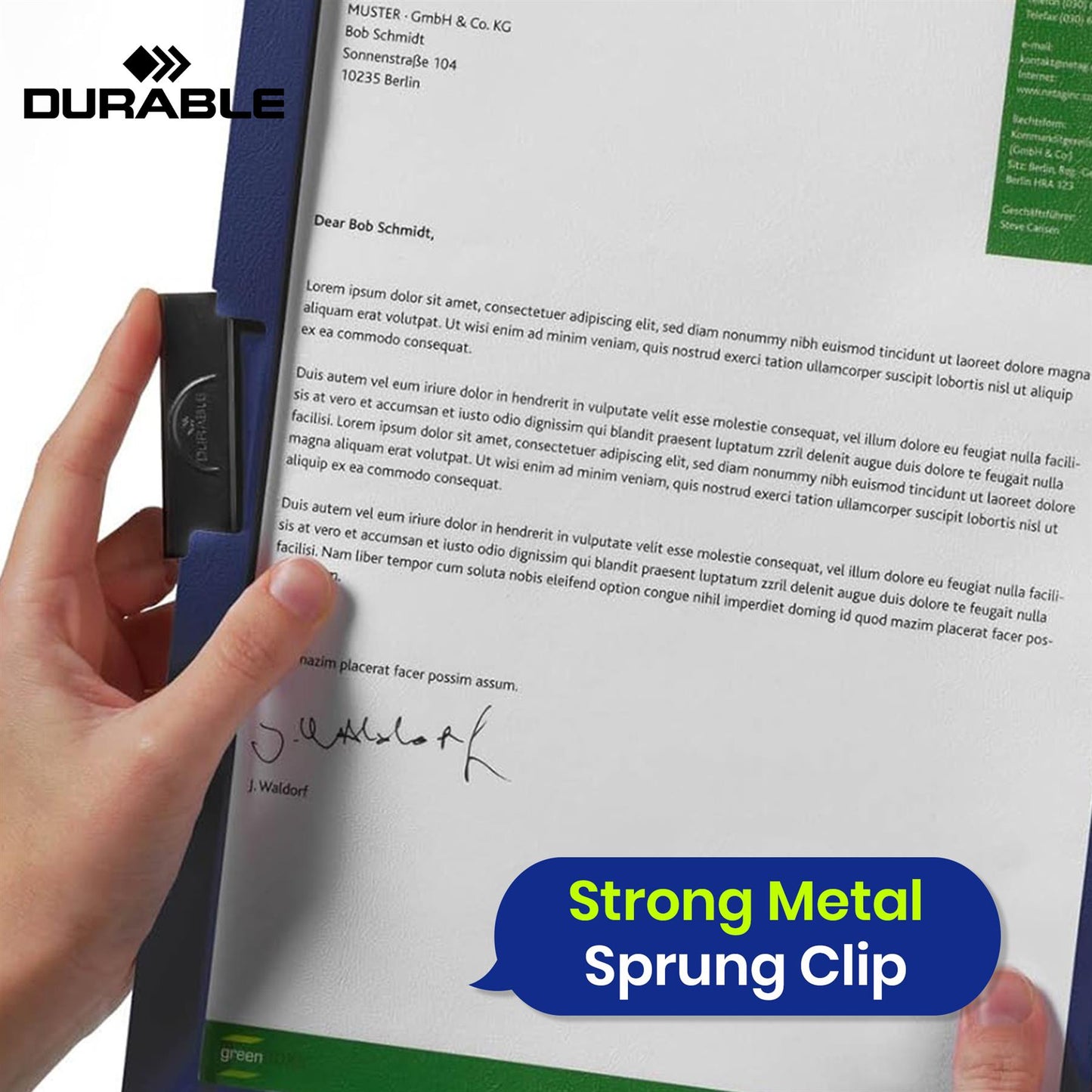 Durable DURACLIP A4 Project Folder Plastic Metal Clip 30 Sheets Holder Document Certificates Organisers  for School Office Home