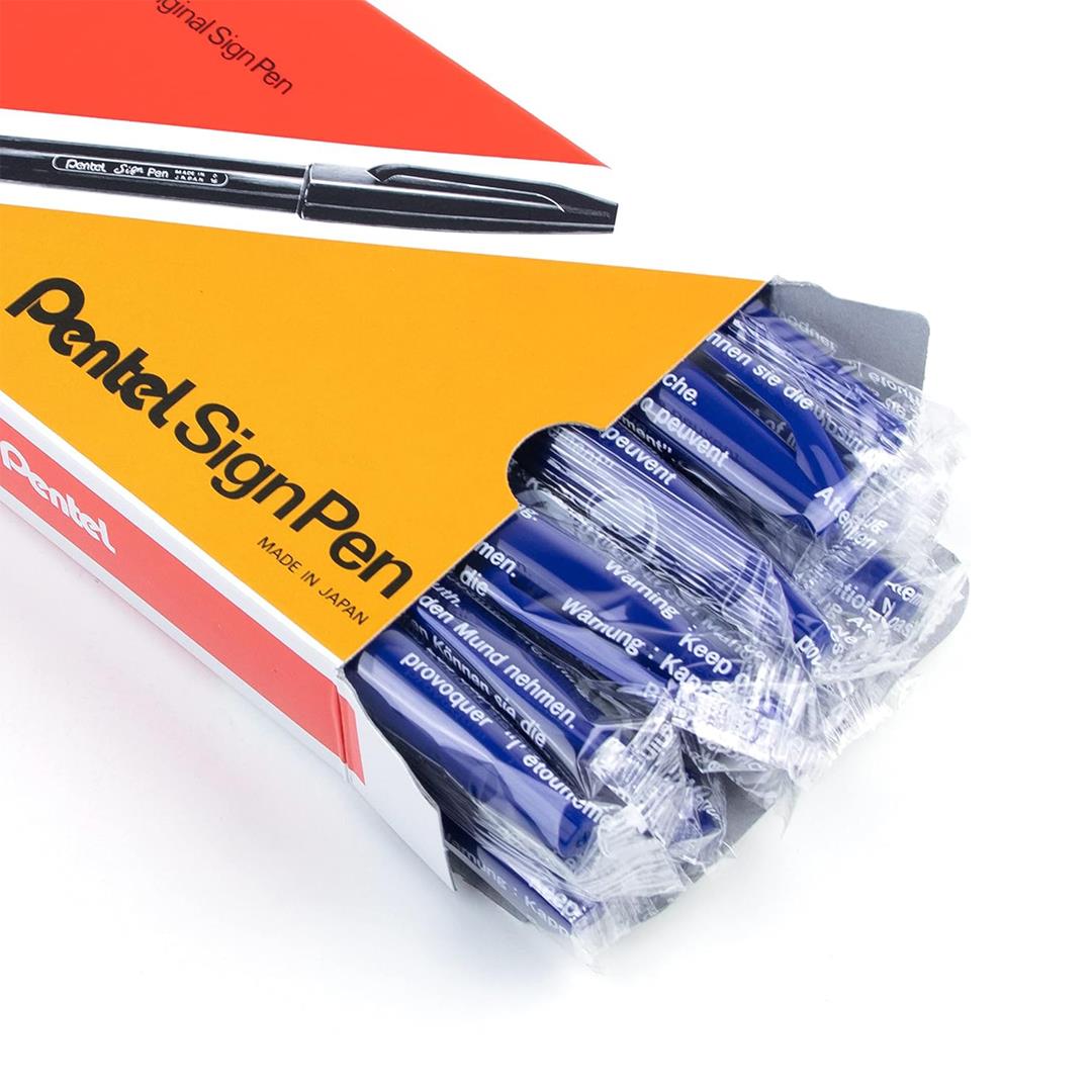 Pentel Sign pen Fibretip Blue Pack of 12