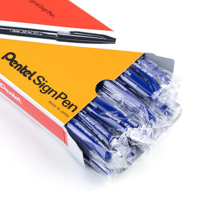 Pentel Sign pen Fibretip Blue Pack of 12