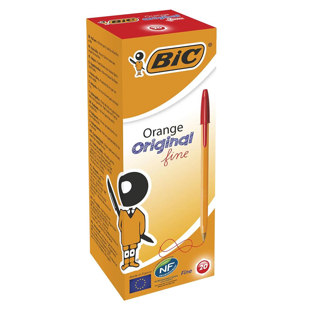Bic Orange Ball Pen Fine Red Pk20