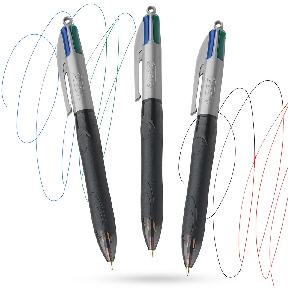 BIC 4 Colours Grip Pro Ballpoint Pens, Pack of 3