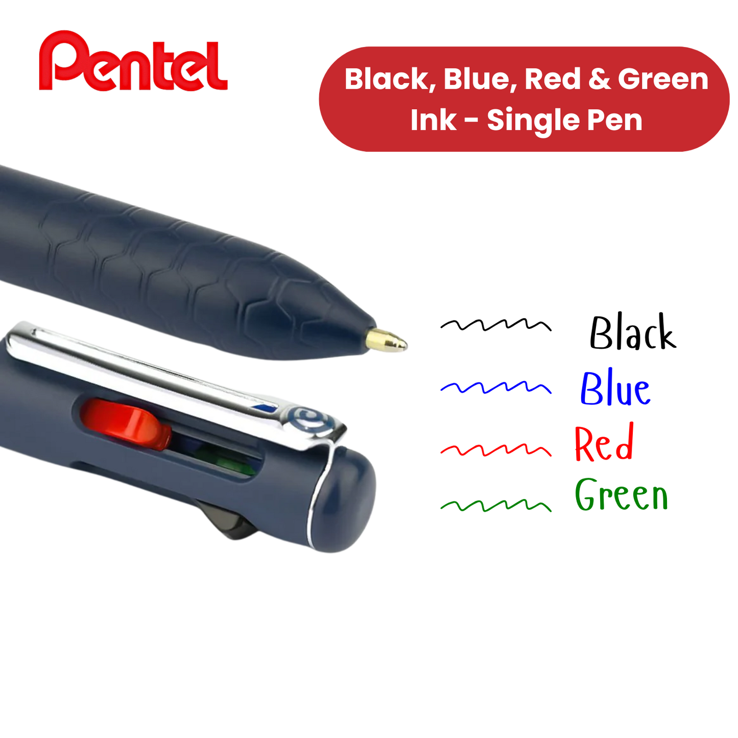 Pentel iZee 4 Colours Retractable Ballpoint Pens, Standard - Single Pen
