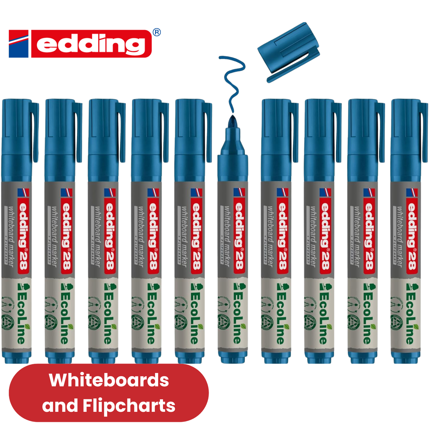 edding 28 Ecoline whiteboard marker - blue - box of 10 whiteboard pens-Pack 2-36