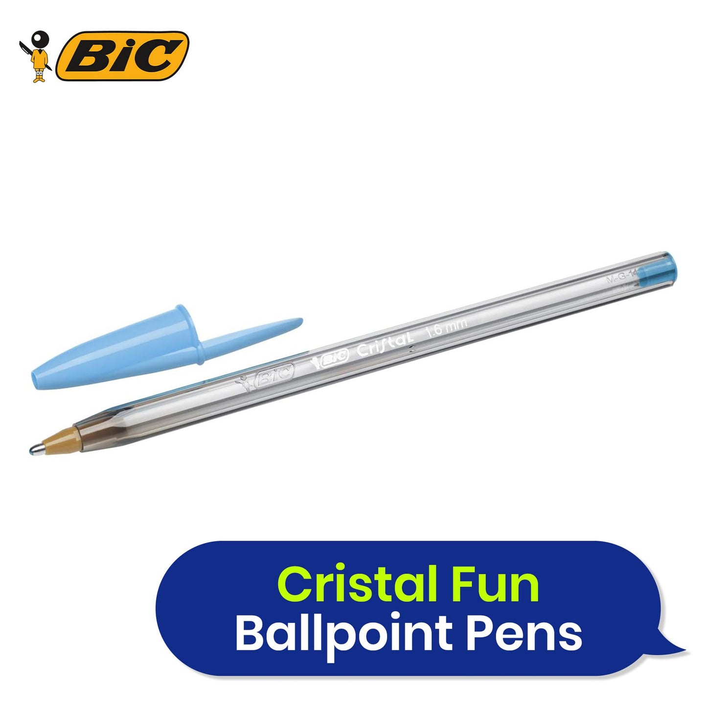 Bic Cristal Fun Ball Pen Turquoise - Box 20