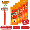 BIC 3 Sensitive 3-Blade Disposable Razors for Men Aloe + Vitamin E - 5 Pack