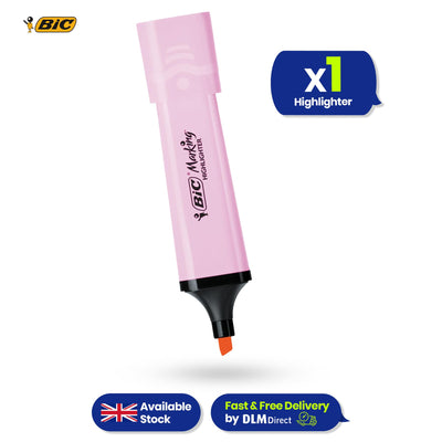BIC Marking Highlighter Flat Pastel Pink Modular Tip for Precise Highlighting