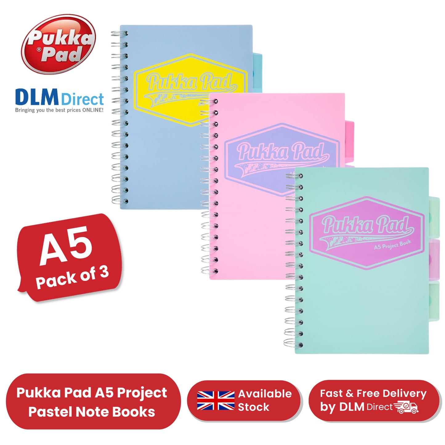 Pukka Pastels Project Book A5 Mixed - Pack of 3