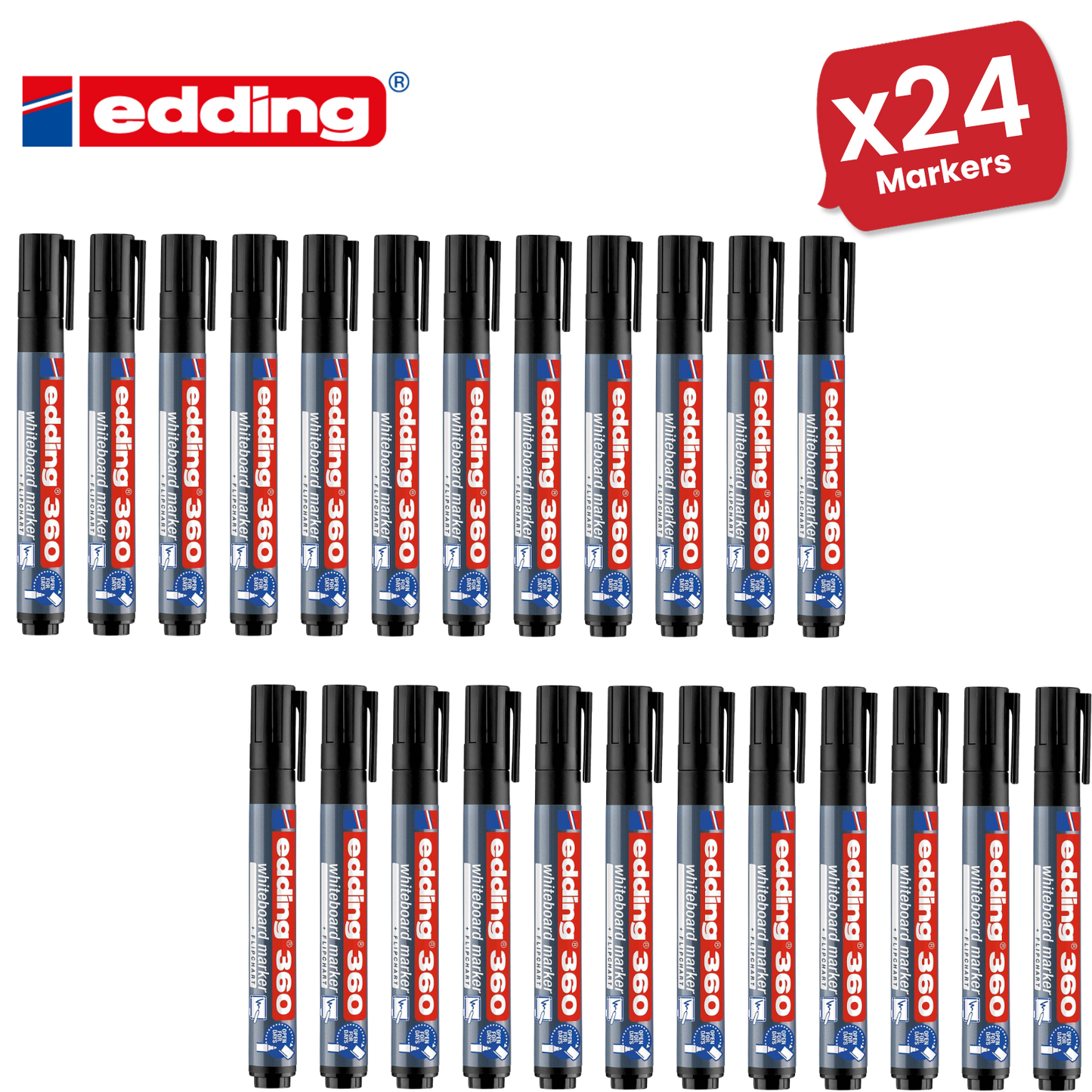 EDDING 360 BULLET TIP BLACK WHITEBOARD MARKERS - Single
