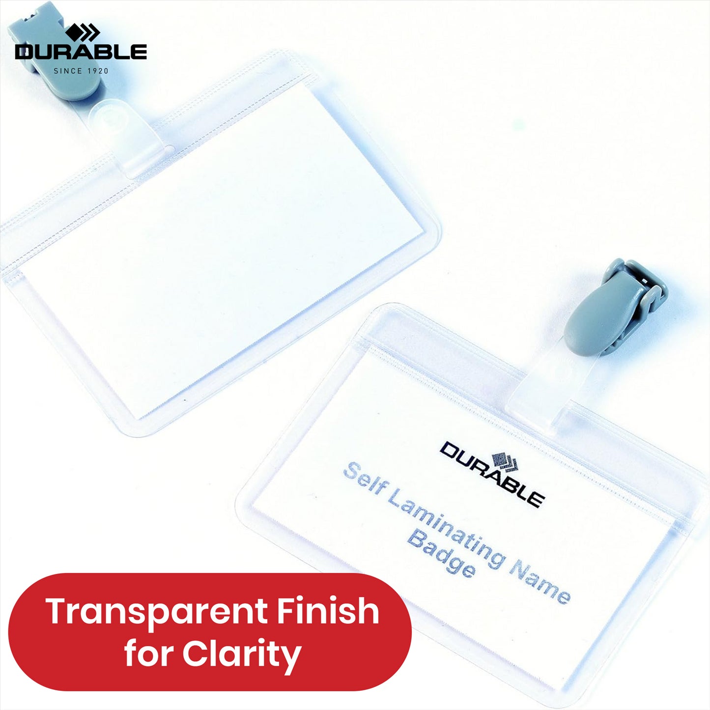 Durable ID Card Holder 25 Pcs Self Laminating ID Badge Holders with Clip for Office