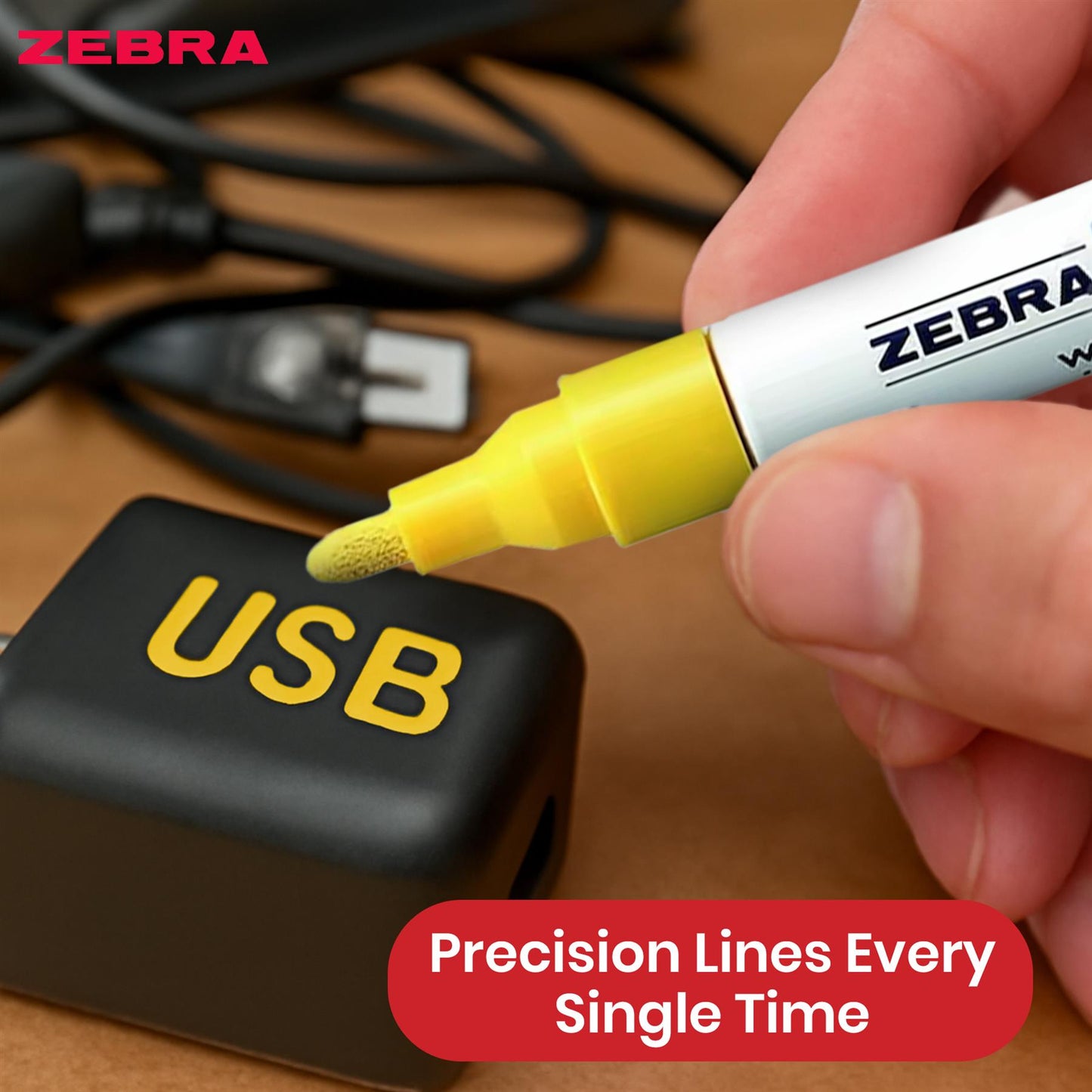 Zebra Yellow Paint Marker Pen 1.5mm Tip Permanent Marker, Waterproof Paint Pen For Writing