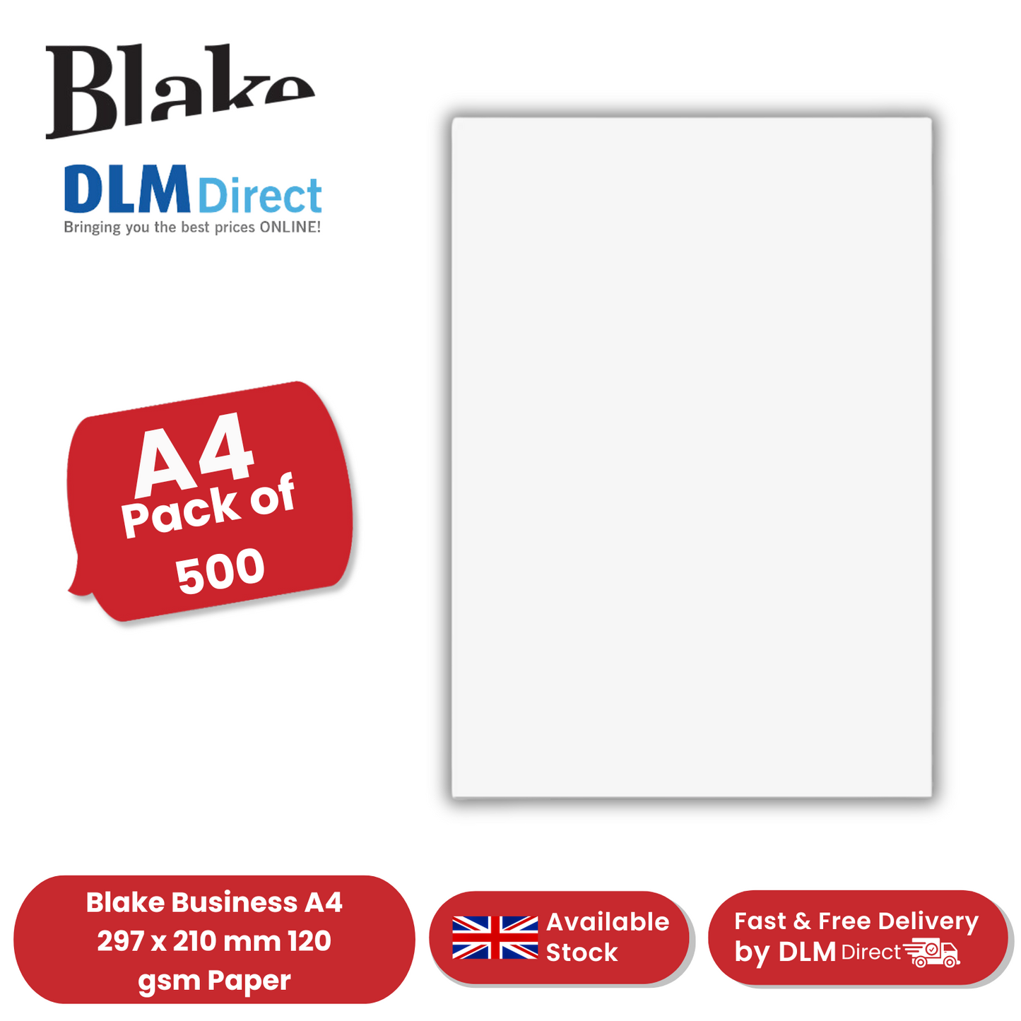 Blake Business A4 297 x 210 mm 120 gsm Paper (91677) Diamond White Laid - 500
