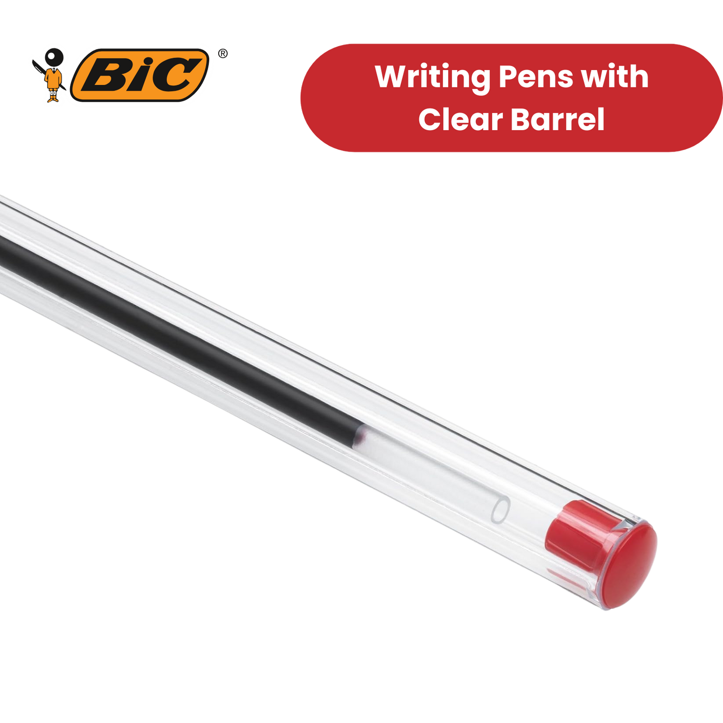 BIC CRISTAL MEDIUM BALL POINT PEN RED - BOX OF 50 - 1 to 5 Packs