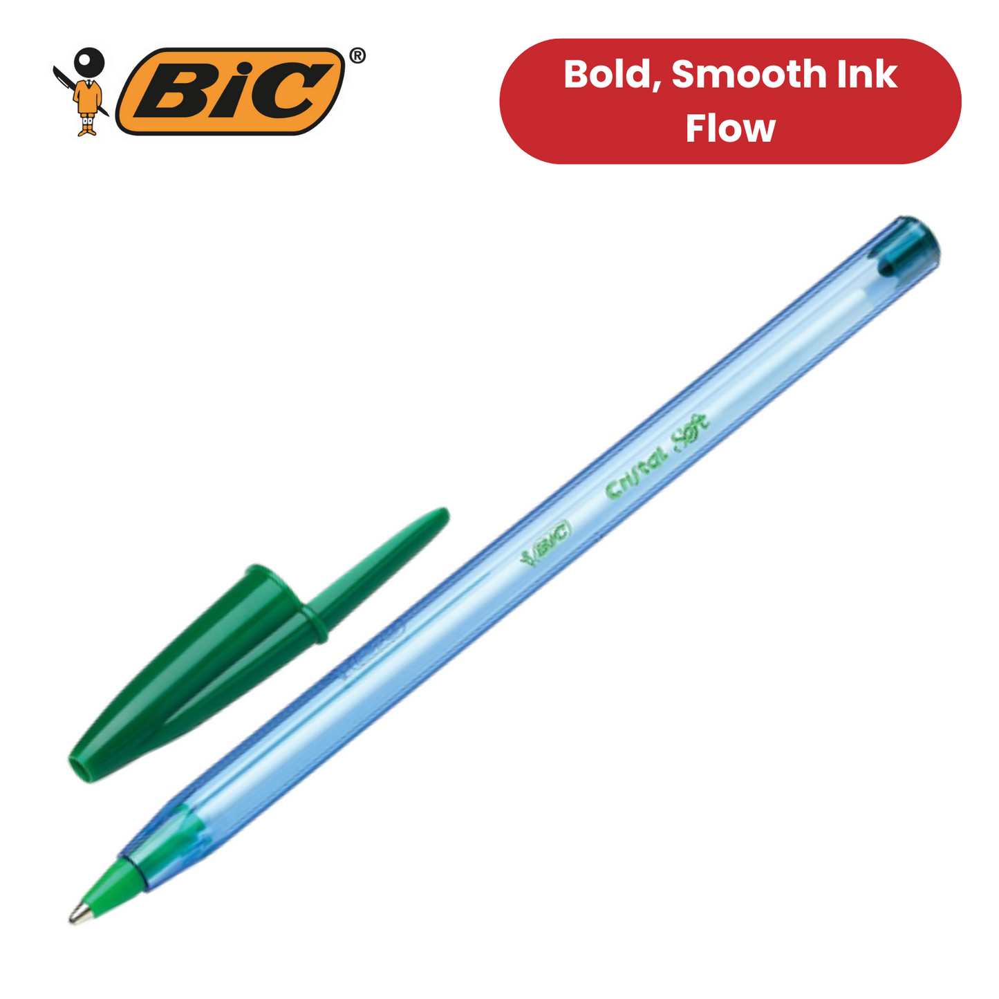 Bic Cristal Soft - Green - Box of 50