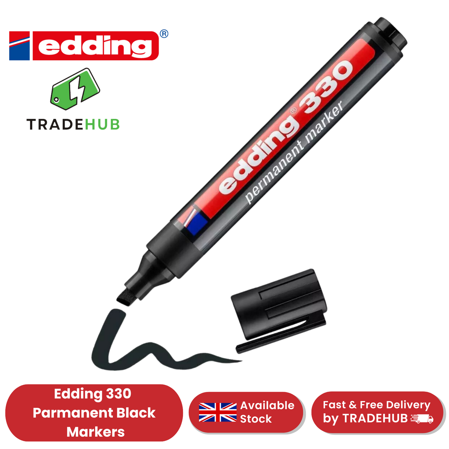 Edding 330 Permanent Multi Marker Chisel Tip 1-5mm Waterproof Quick-Drying Black