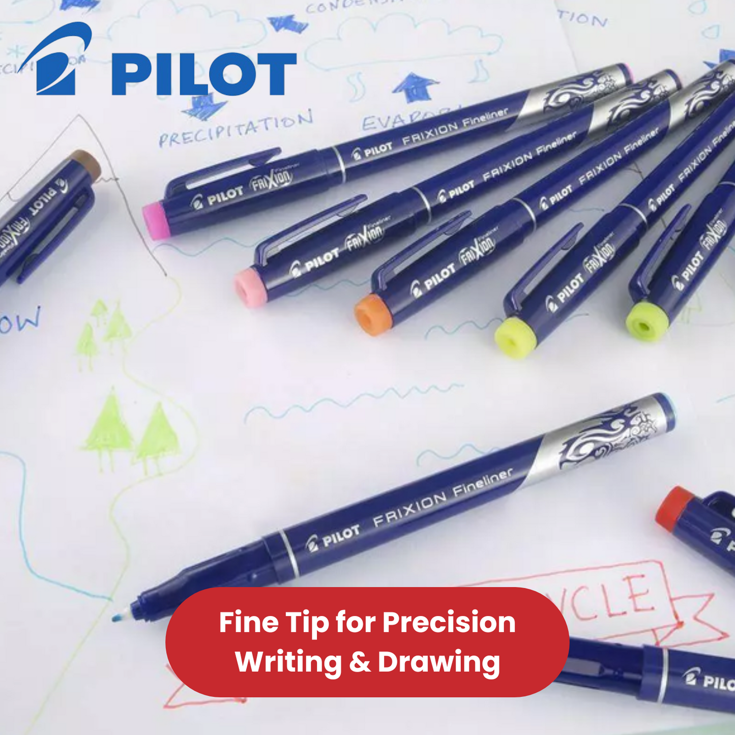 Pilot Blister Pack Fine 1 Black 1 Blue 1 Red 1 Green