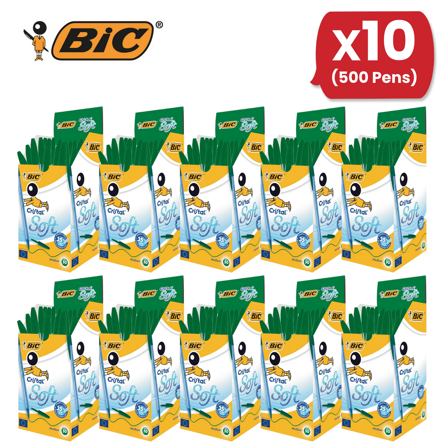 Bic Cristal Soft - Green - Box of 50