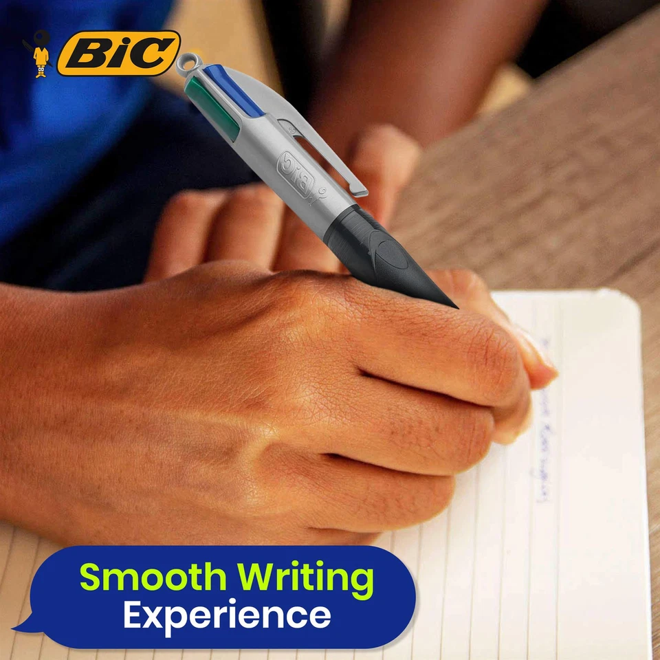 BIC 4 Colours Grip Pro Ballpoint Pens, Pack of 3