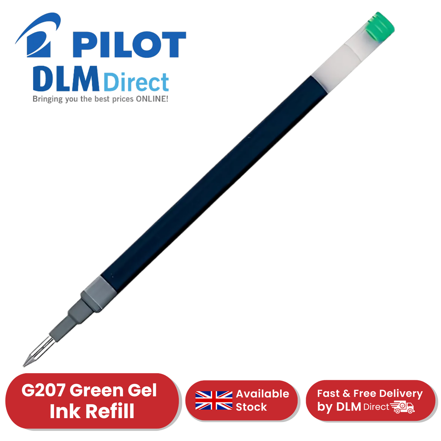Pilot G2-07 Gel Pen Refill Green Ink - Single & Multi Refills for Smooth Writing
