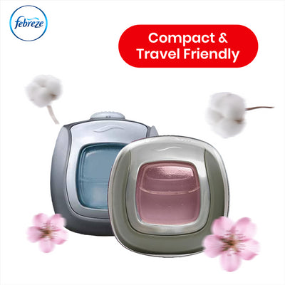 Febreze Clip-On Car Air Freshener - 2ml Cotton Fresh & Blossom Breeze Gel Air Freshener for Bad Smell (Pack of 2)