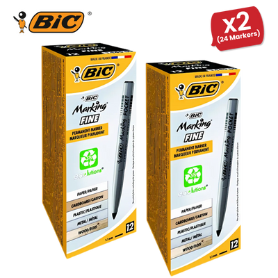 Bic Pocket Permanent Black Bullet Tip Marker (Pack of 12) 8209021 - 2 Packs