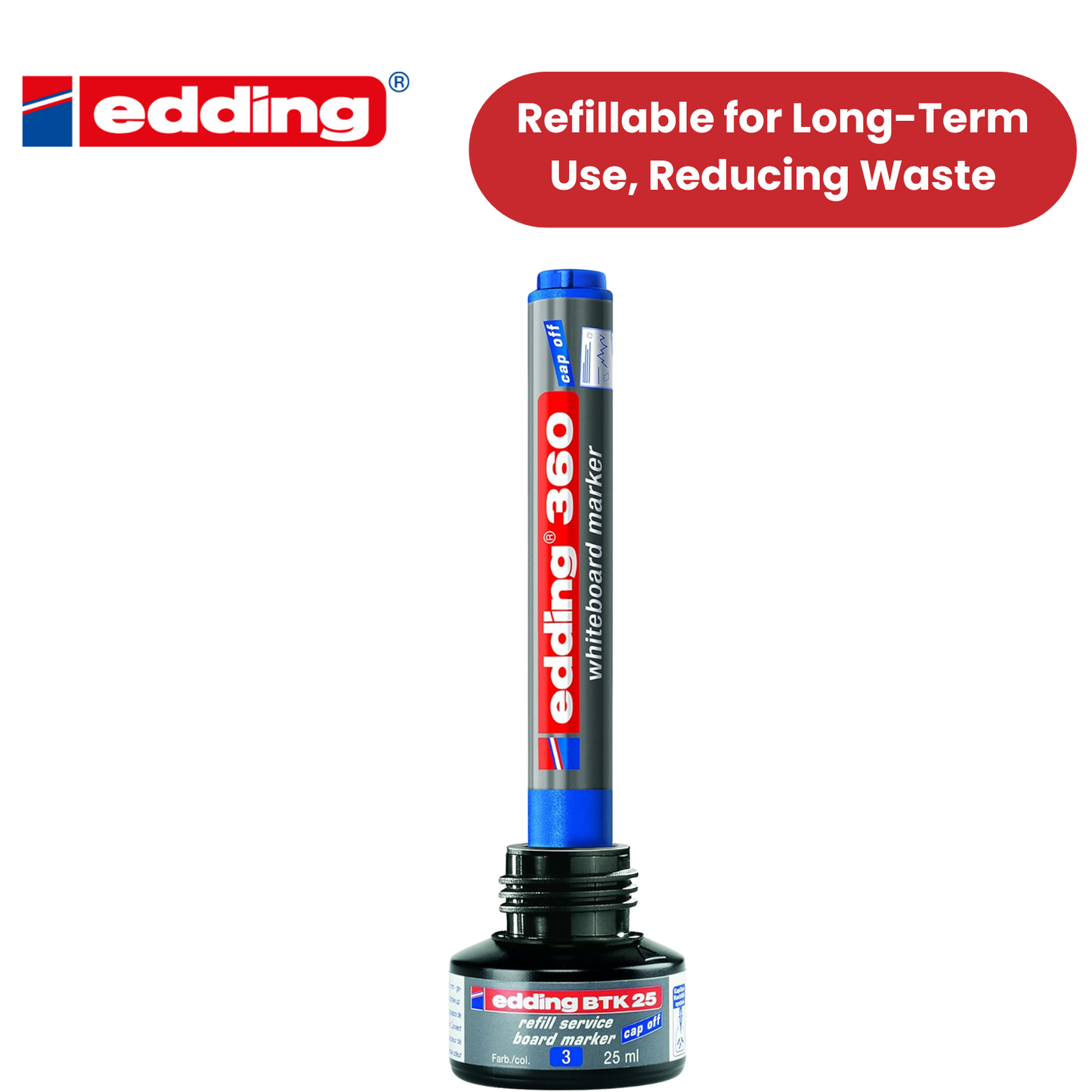 EDDING 360 BULLET TIP BLACK WHITEBOARD MARKERS - Single