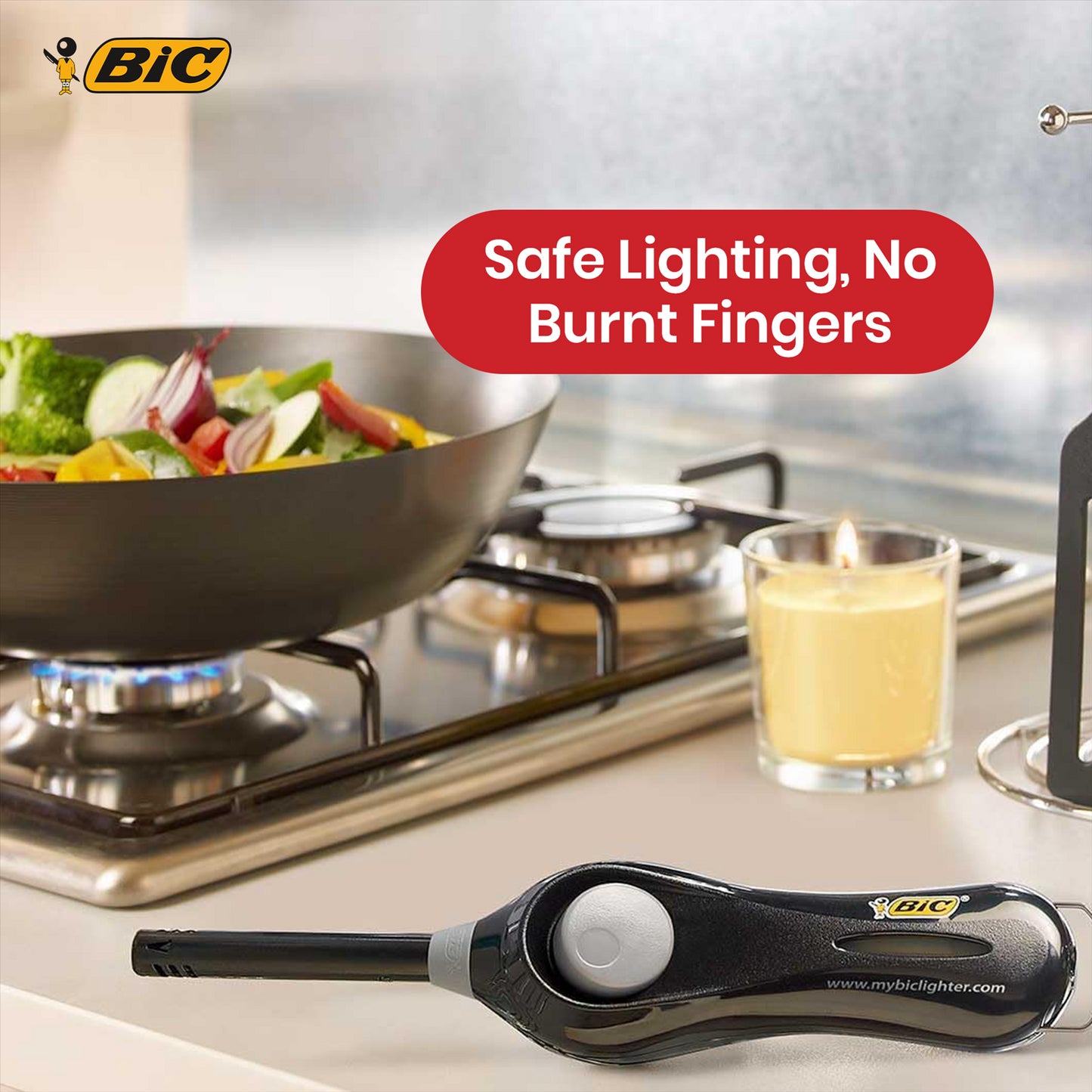 BIC Mega Standard Gas Lighter - Up to 750 Lights Long Gas Lighter for Candles