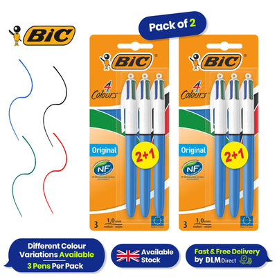 Bic 4-Colours Original Medium Ballpoint Pen 1.0mm Tip - Pack of 2