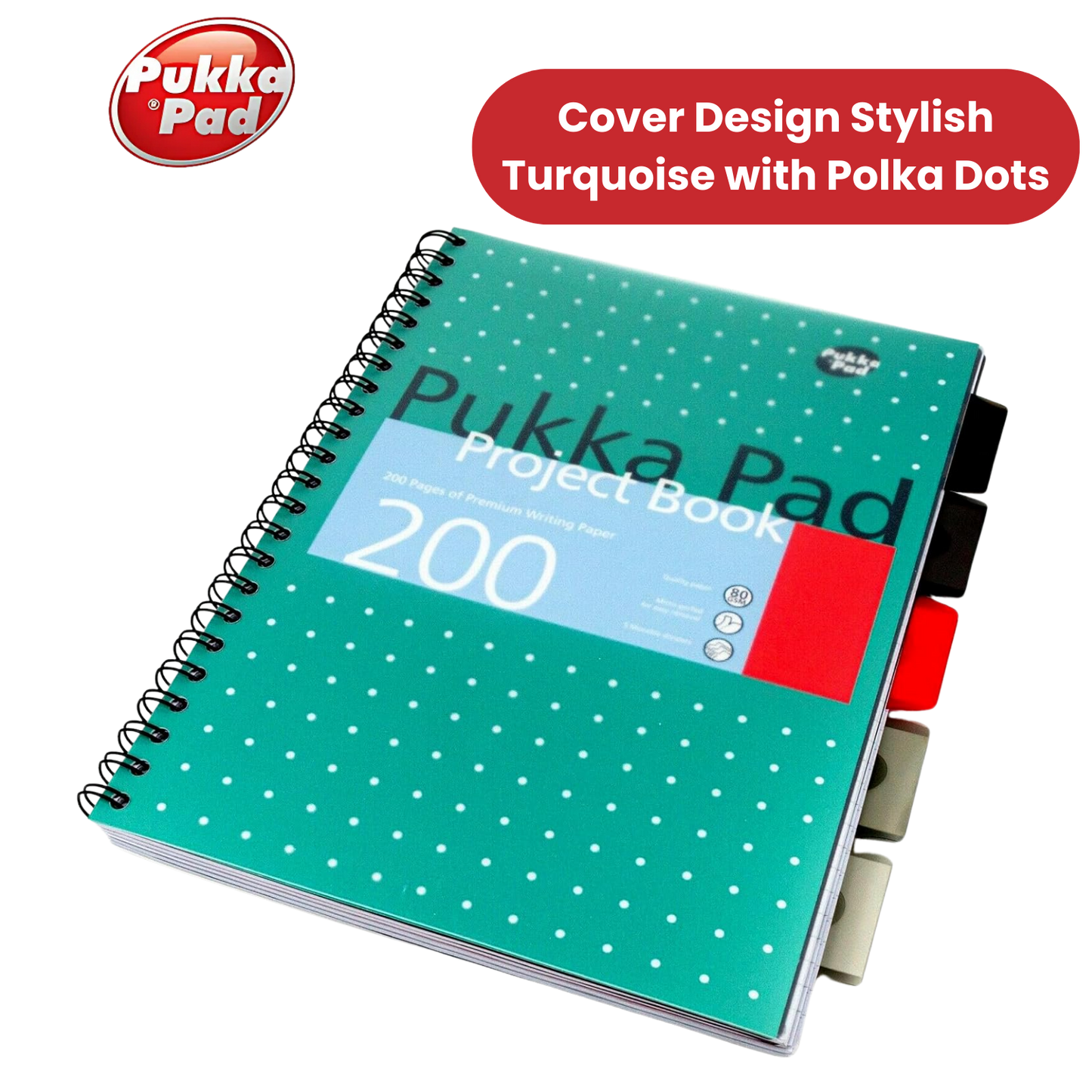 Pukka Pad White B5 Project Book 200 Pages Wirebound Project Book, Ruled/Margin