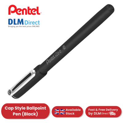 Pentel iZee Cap Style Single Ballpoint Pen, Black for Office, School & Home