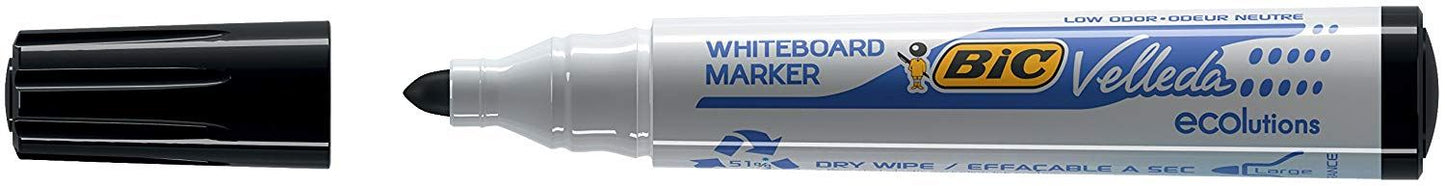 BIC VELLEDA MARKER 1701 BLACK - PACK OF 12