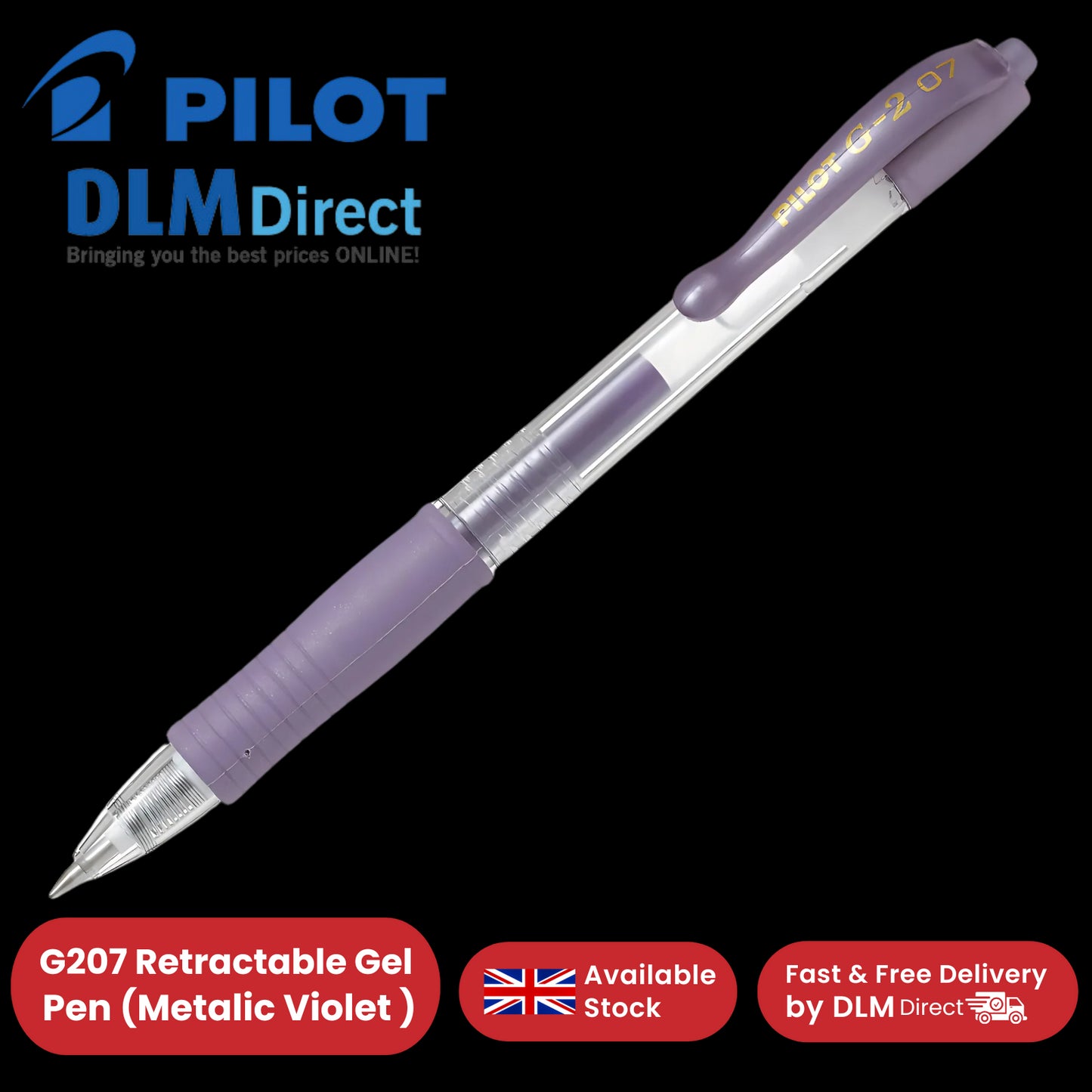 Pilot G-207 Retractable Gel 0.7mm Medium Point Rollerball Pen - Metalic Violet