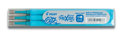 Refill for Frixion Point/FriXion Point Clicker Erasable Rollerball - Blister Pack of 3 - Light Blue - Pack of 1 - Pack of 1 to 36