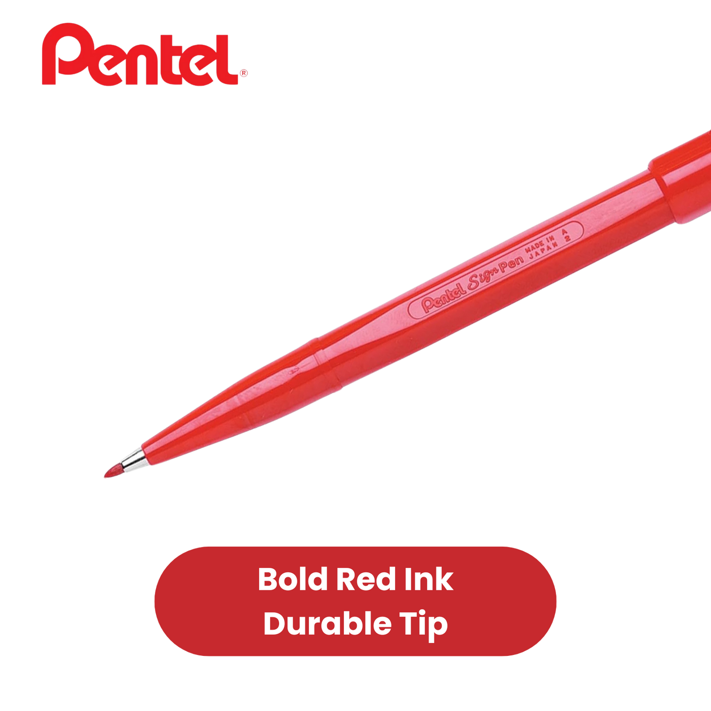 Pentel Sign Pen Red Markers - Smooth Fiber Tip for Writing, Drawing & Sketching