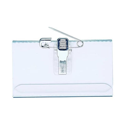 Durable Name Badge 54 x 90 mm with Combi Clip Transparent | Pack of 50 Badges | Includes Blank Insert Cards | Ideal for Events and Visitor Management