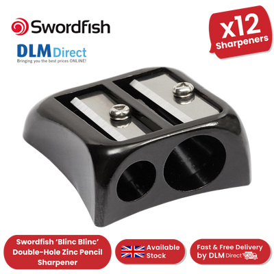 Swordfish Blinc Blinc Double-Hole Zinc Pencil Sharpener, Black - Pack of 12